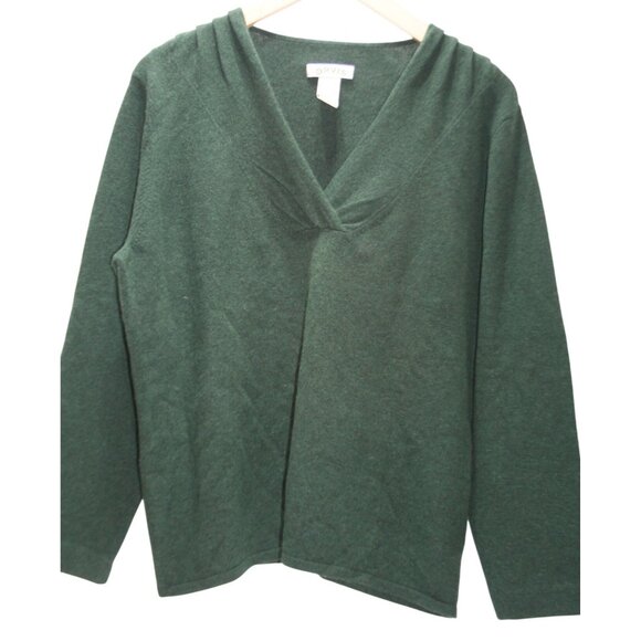 Orvis Sweaters - Orvis 100% Cashmere  V-Neck Sweater Womens Large Green Cozy Casual Luxe For Fall